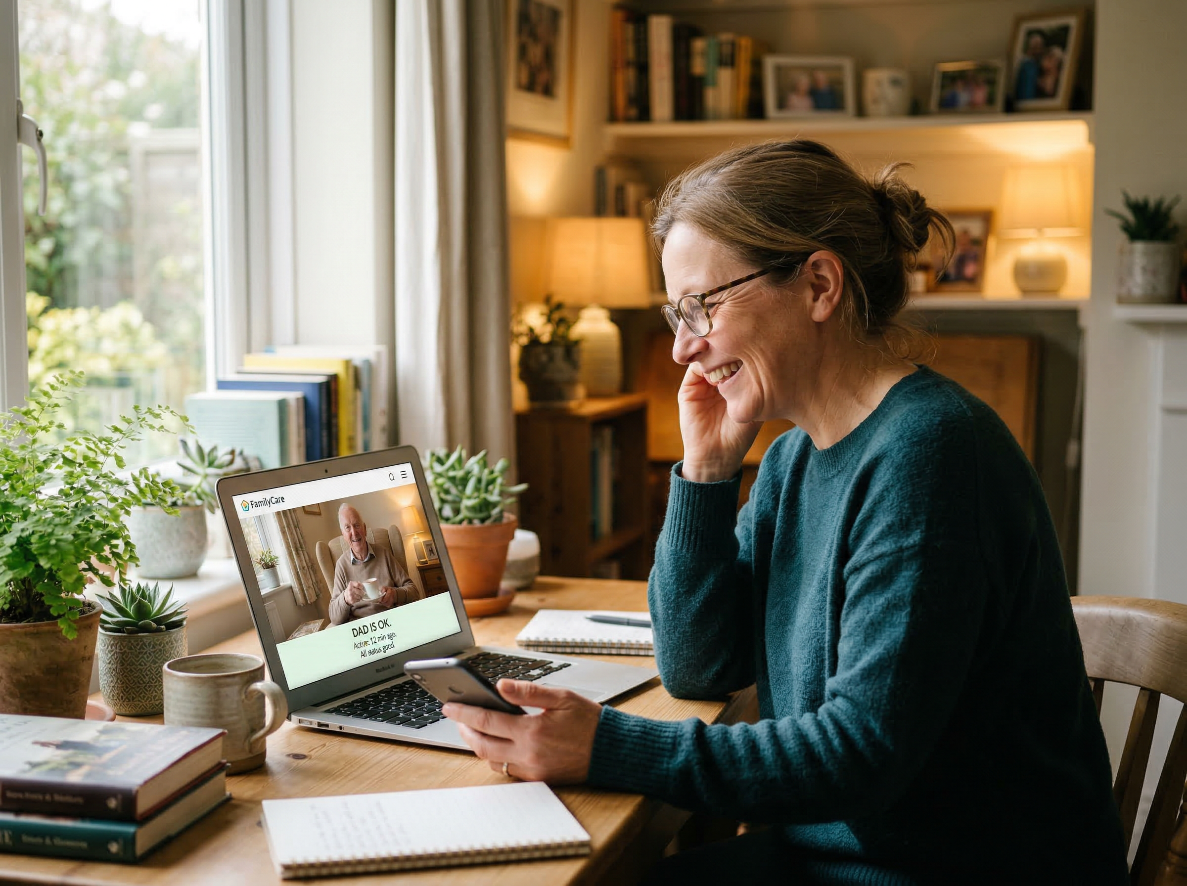 Family monitoring app on laptop